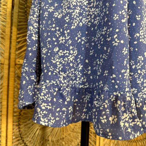 Sienna Sky Blue Floral Bow Detail Ruffled Mini Dress - Picture 5 of 9